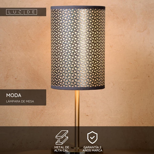 Lucide MODA - Lámpara de mesa - Ø 13 cm - 1xE27 - Gris - USP
